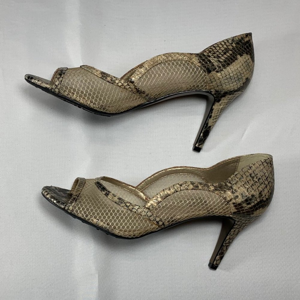 Adrienne Vittadini Snake Print Open Toe Pump Nwot - image 1